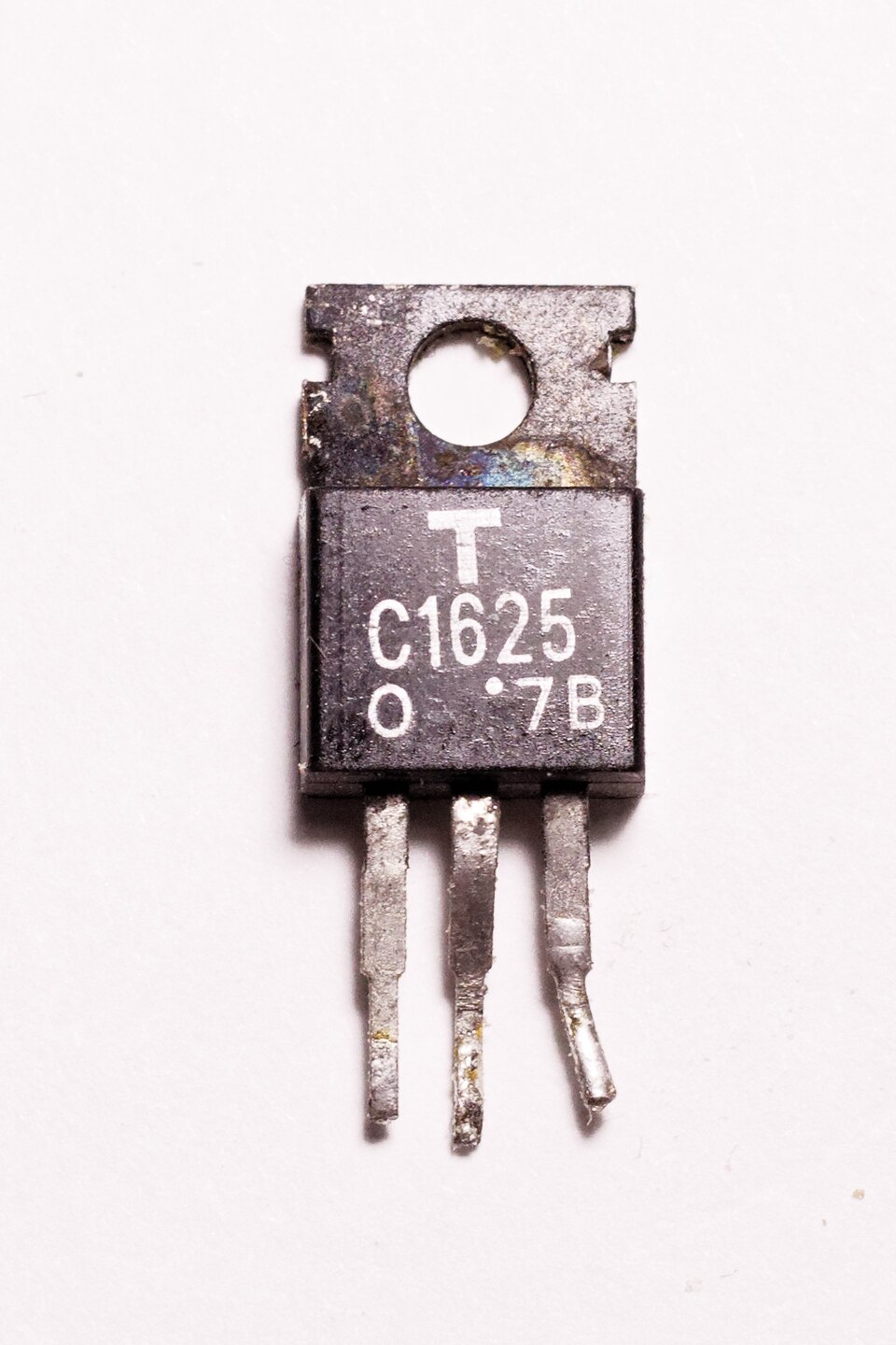 Badly corroded transistor (2SC1625) from a 1980s set.jpg